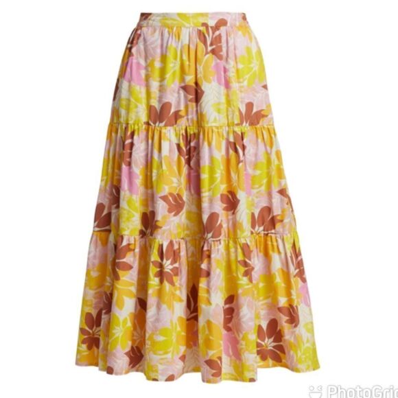 NEW XiRENA Angeline Tiered Midi Skirt Pink Lemonade Extra Small - Picture 1 of 11